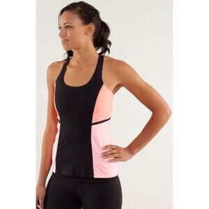 Lululemon Cool Racerback *Surf Bonded Black / Pop Orange / Bleached Coral Size 8